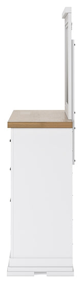 Ashbryn Queen Panel Storage Bed with Mirrored Dresser and 2 Nightstands in White/Natural from Ashley Furniture - Luna Furniture