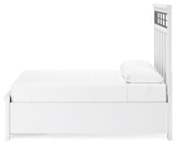 Ashbryn Queen Panel Storage Bed with Mirrored Dresser and 2 Nightstands in White/Natural from Ashley Furniture - Luna Furniture