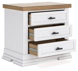 Ashbryn Queen Panel Storage Bed with Mirrored Dresser and 2 Nightstands in White/Natural from Ashley Furniture - Luna Furniture