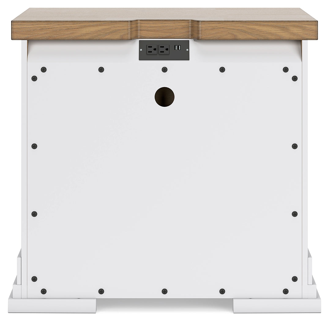 Ashbryn Queen Panel Storage Bed with Mirrored Dresser and 2 Nightstands in White/Natural from Ashley Furniture - Luna Furniture