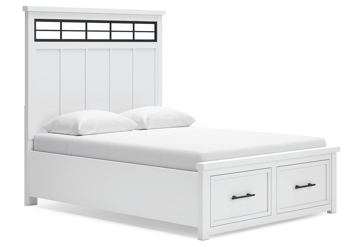 Ashbryn Queen Panel Storage Bed with Mirrored Dresser and Nightstand in White/Natural from Ashley - Luna Furniture