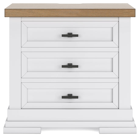 Ashbryn Queen Panel Storage Bed with Mirrored Dresser and Nightstand in White/Natural from Ashley - Luna Furniture