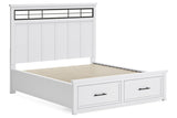 Ashbryn White/Natural California King Storage Platform Bed from Ashley - Luna Furniture