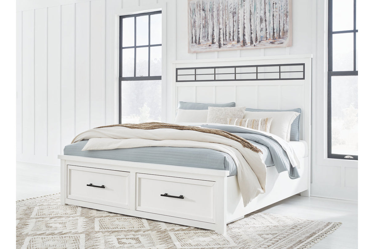 Ashbryn White/Natural King Storage Platform Bed from Ashley - Luna Furniture