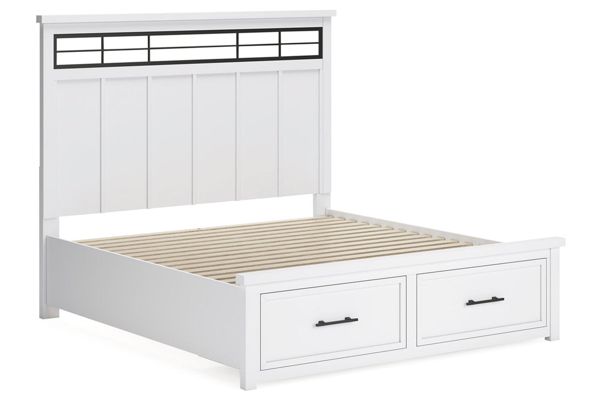 Ashbryn White/Natural King Storage Platform Bed from Ashley - Luna Furniture