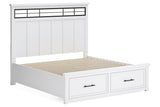 Ashbryn White/Natural King Storage Platform Bed from Ashley - Luna Furniture