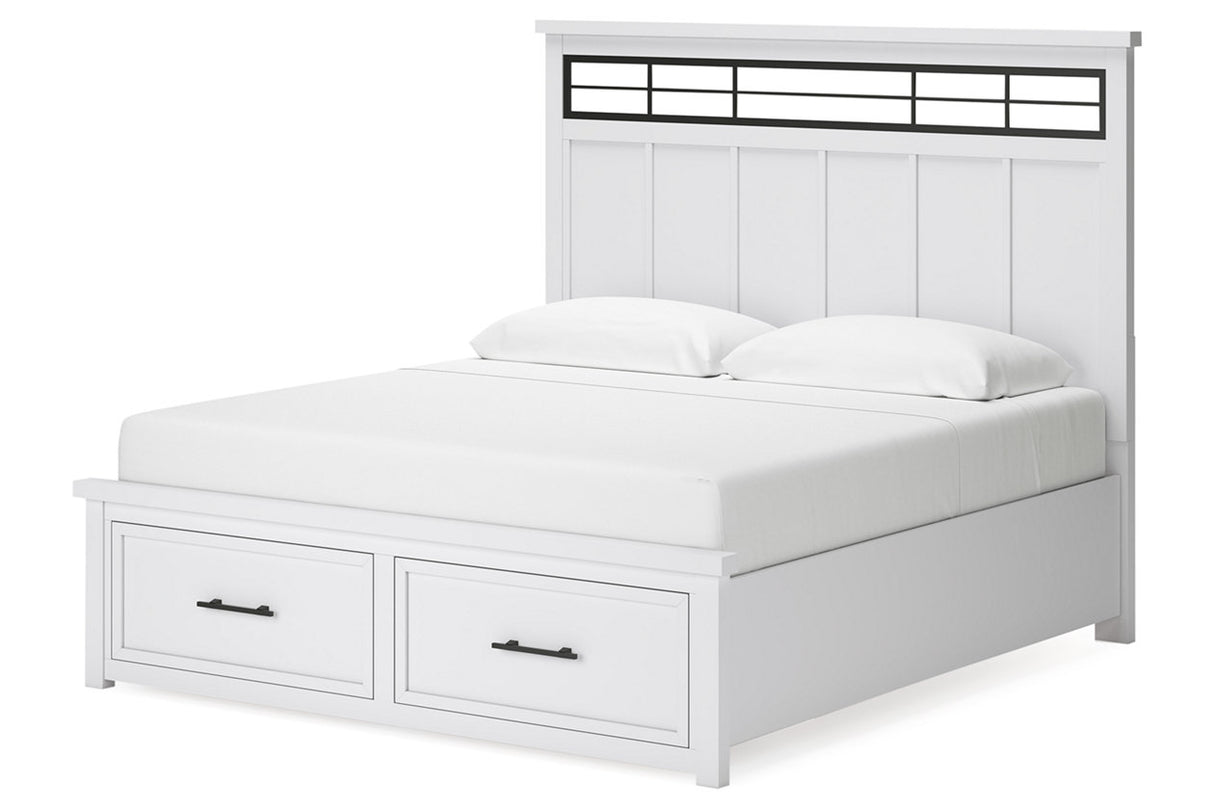 Ashbryn White/Natural King Storage Platform Bed from Ashley - Luna Furniture