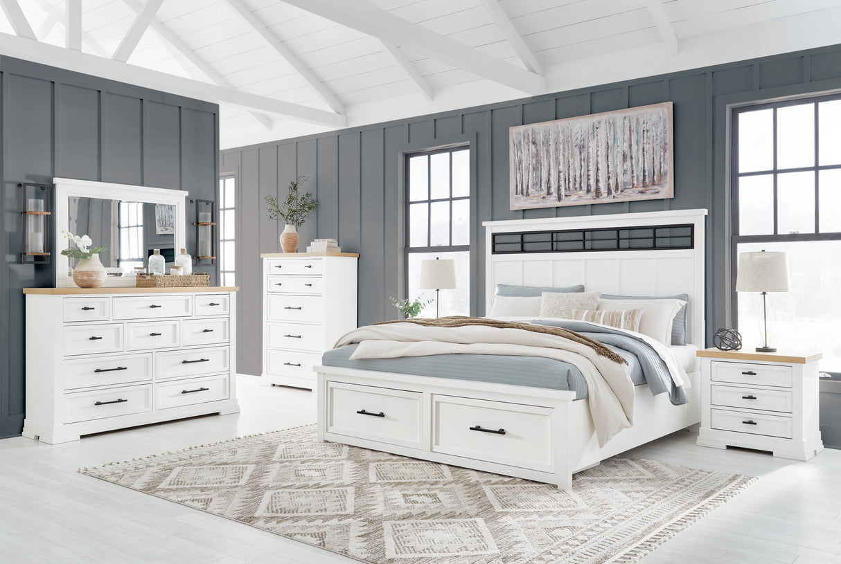 Ashbryn White/Natural Storage Platform Bedroom Set from Ashley - Luna Furniture