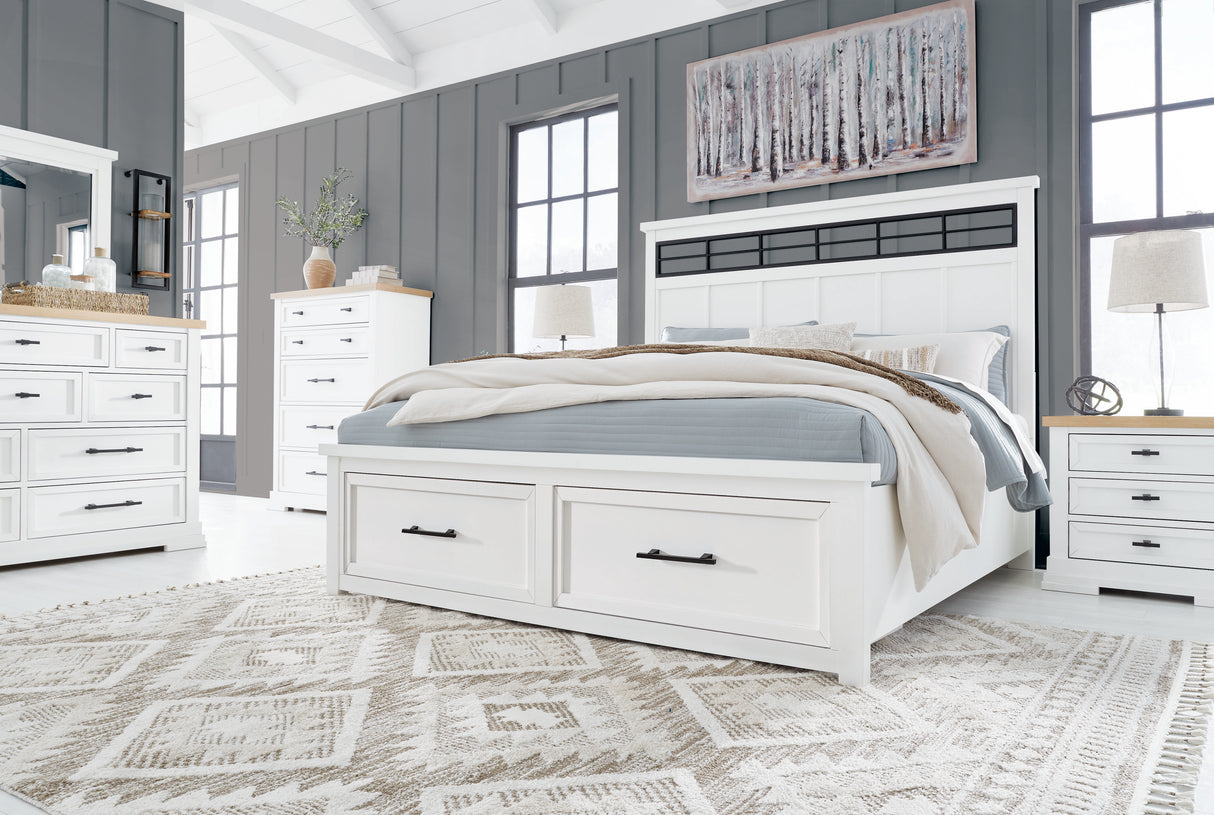Ashbryn White/Natural Storage Platform Bedroom Set from Ashley - Luna Furniture