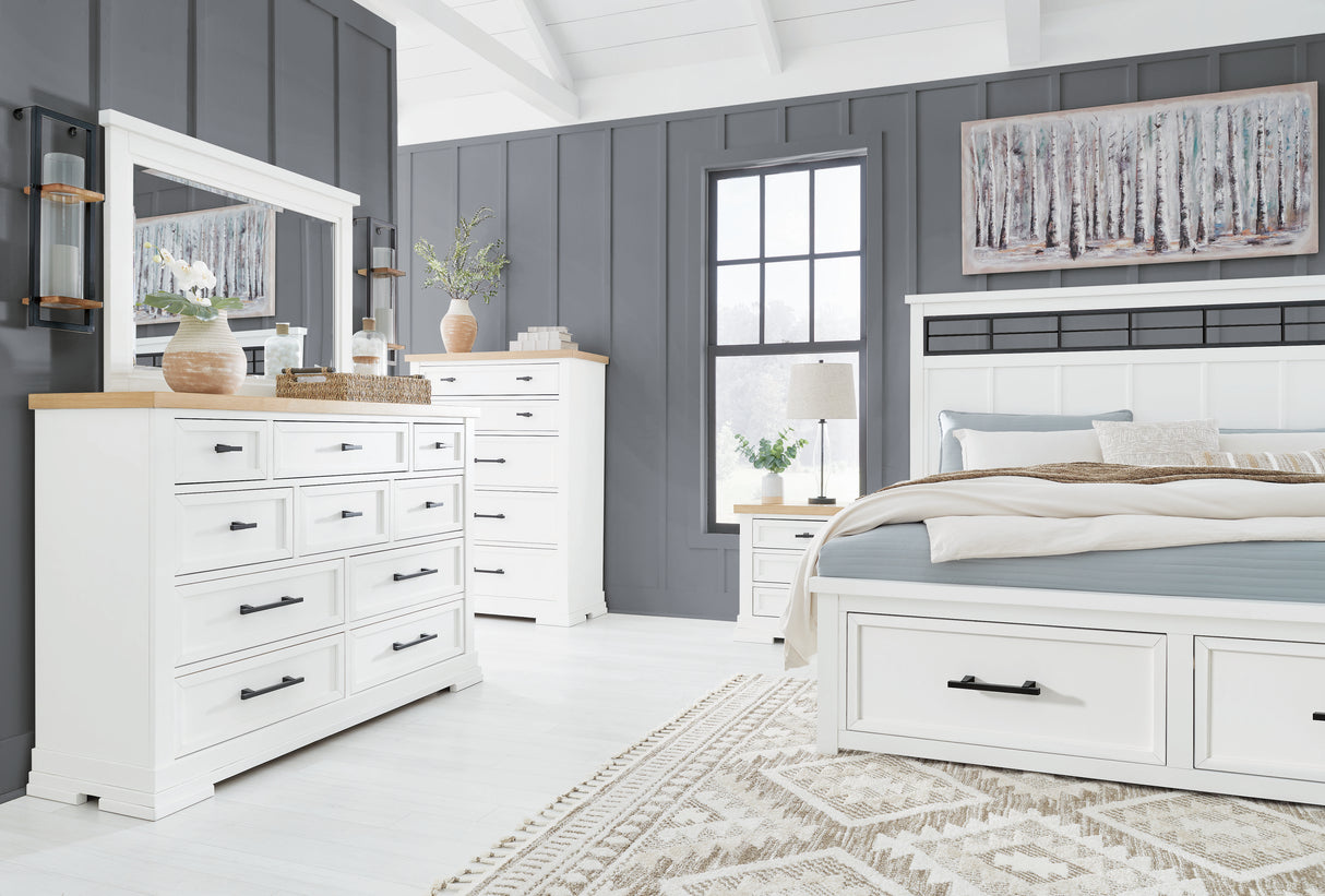 Ashbryn White/Natural Storage Platform Bedroom Set from Ashley - Luna Furniture