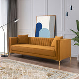 Lewis Cognac Velvet Sofa - 91" from Ashcroft Furniture - Luna Furniture