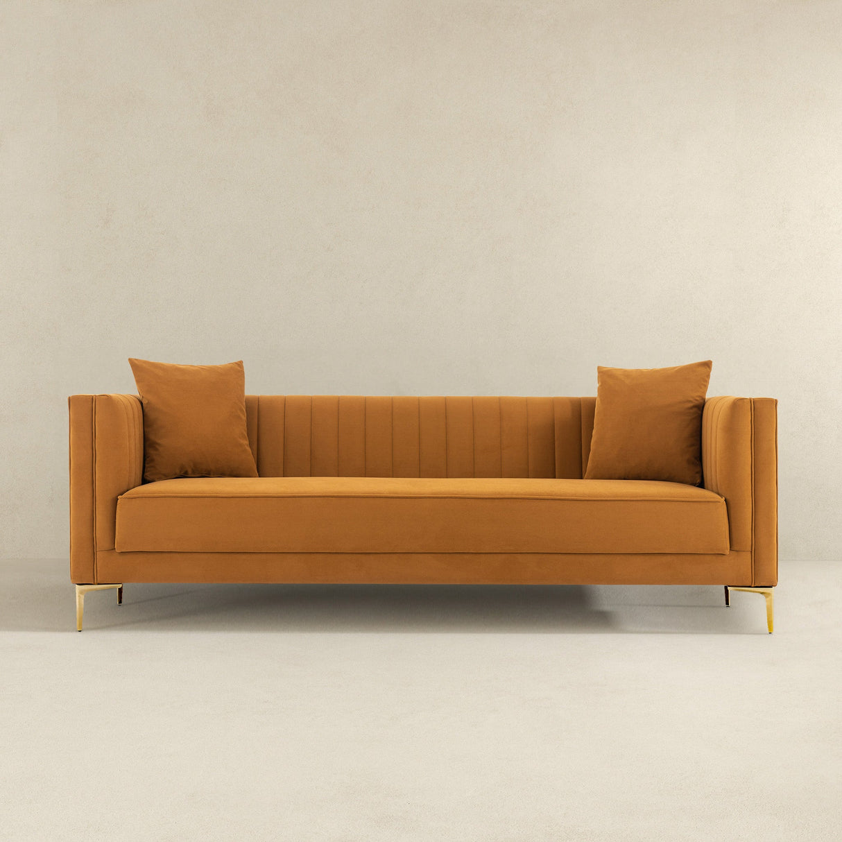 Lewis Cognac Velvet Sofa - 91" from Ashcroft Furniture - Luna Furniture