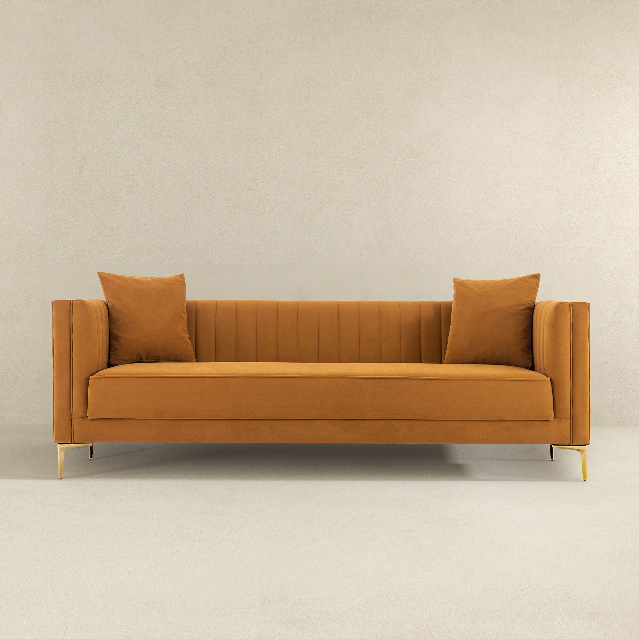 Lewis Cognac Velvet Sofa - 91" from Ashcroft Furniture - Luna Furniture