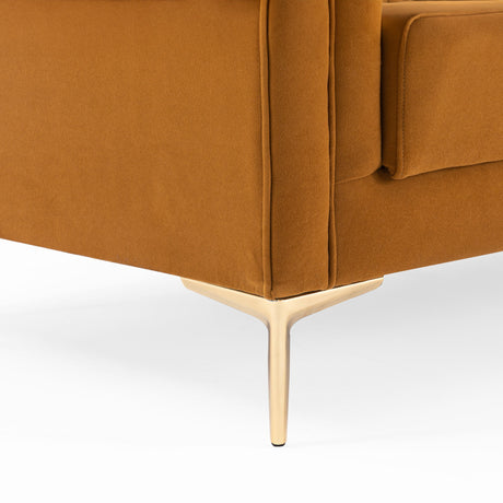 Lewis Cognac Velvet 91" Sofa from Ashcroft Furniture - Luna Furniture
