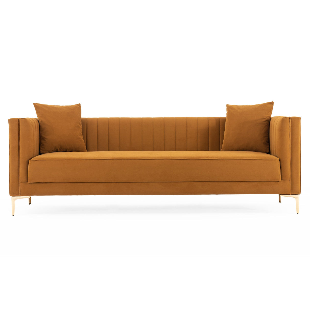 Lewis Cognac Velvet Sofa - 91" from Ashcroft Furniture - Luna Furniture