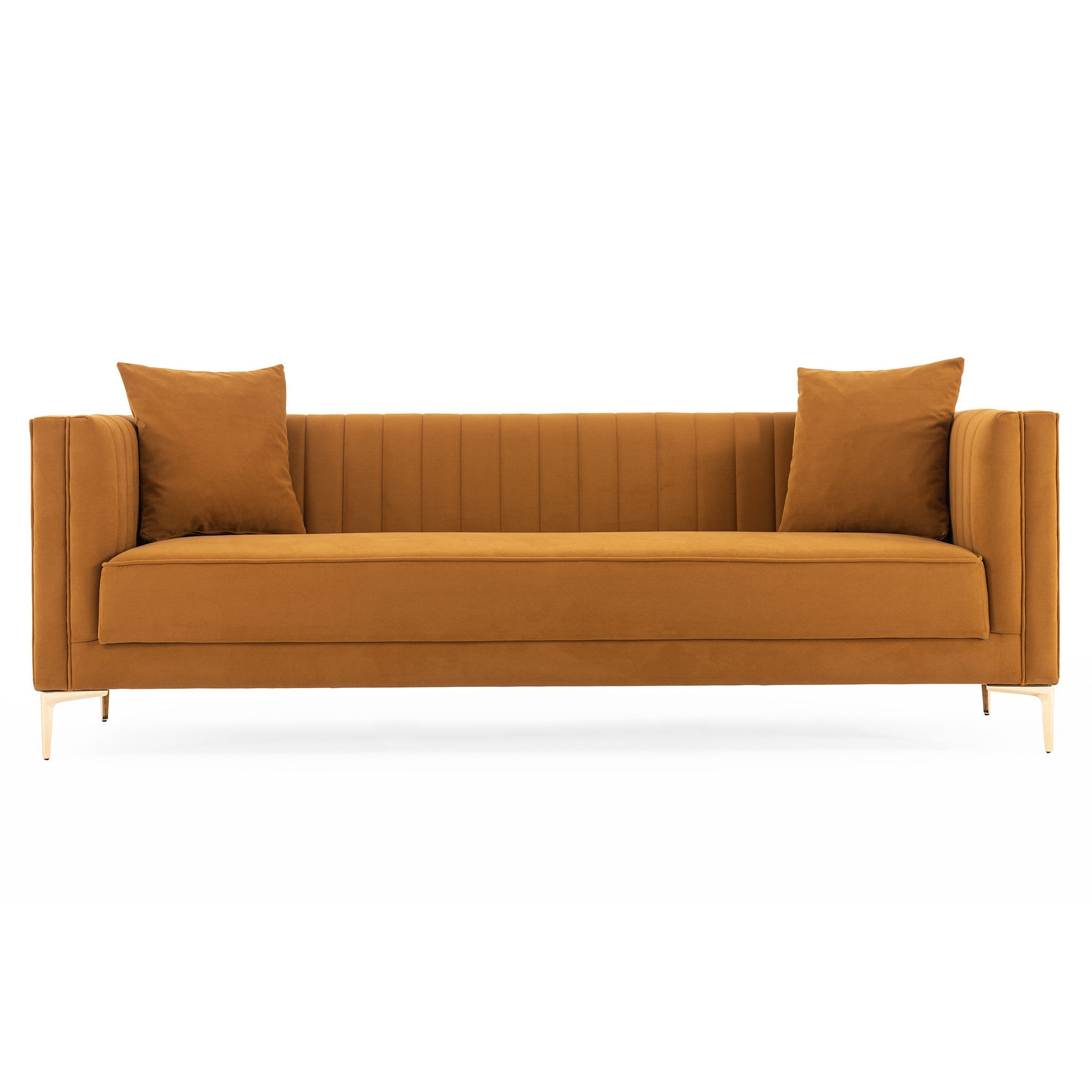 Lewis Cognac Velvet Sofa - 91" from Ashcroft Furniture - Luna Furniture