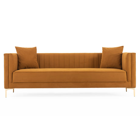 Lewis Cognac Velvet Sofa - 91" from Ashcroft Furniture - Luna Furniture
