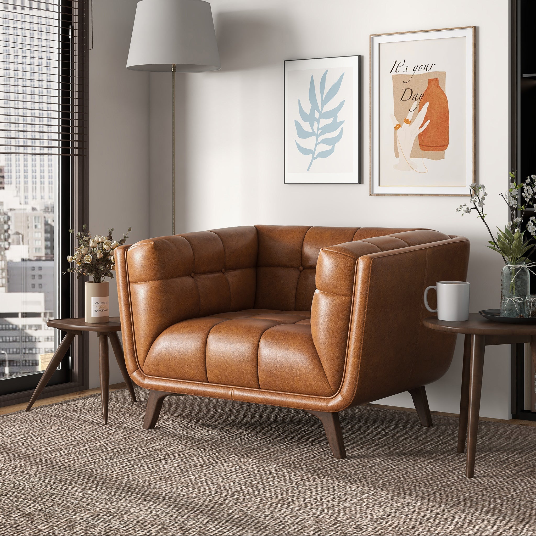 Addison Cognac Leather Lounge Chair