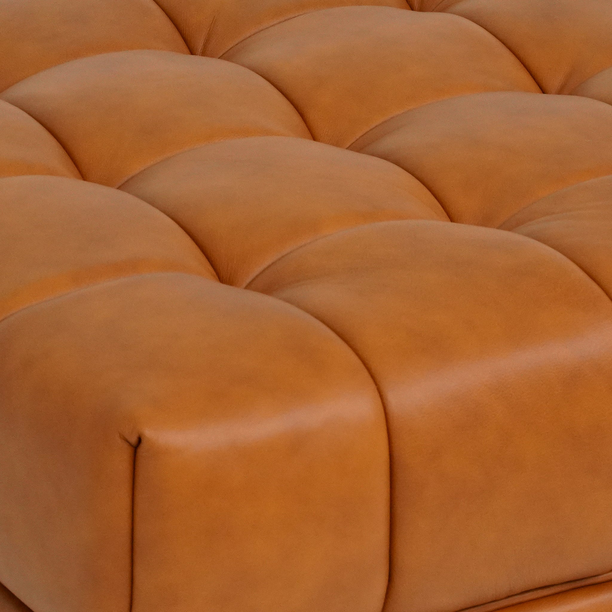 Addison Cognac Leather Upholstered Square Ottoman