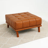 Addison Cognac Leather Upholstered Square Ottoman