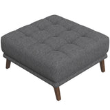Kano Dark Gray Linen Square Upholstered Ottoman
