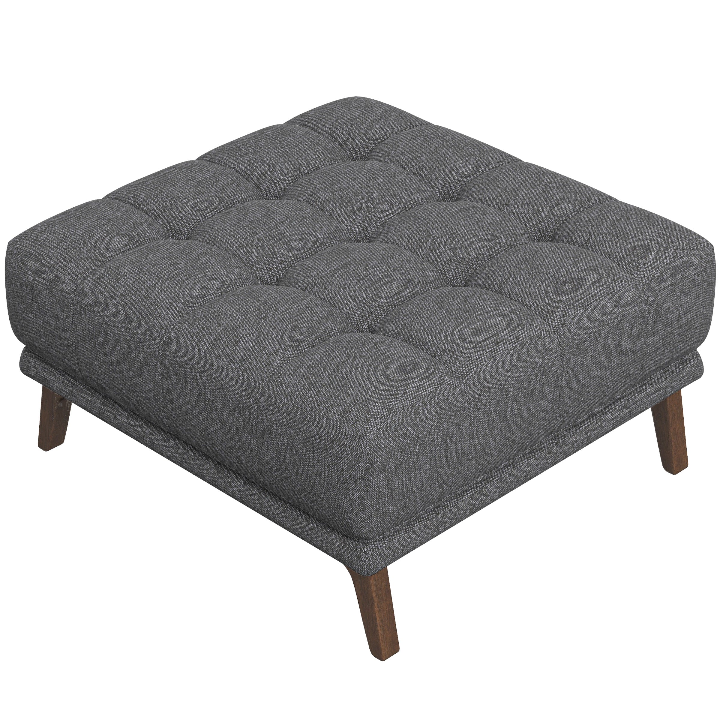 Kano Dark Gray Linen Square Upholstered Ottoman