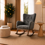 Alistair Grey Linen Solid Wood Rocking Chair from Ashcroft Furniture - Luna Furniture