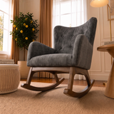 Alistair Grey Linen Solid Wood Rocking Chair from Ashcroft Furniture - Luna Furniture