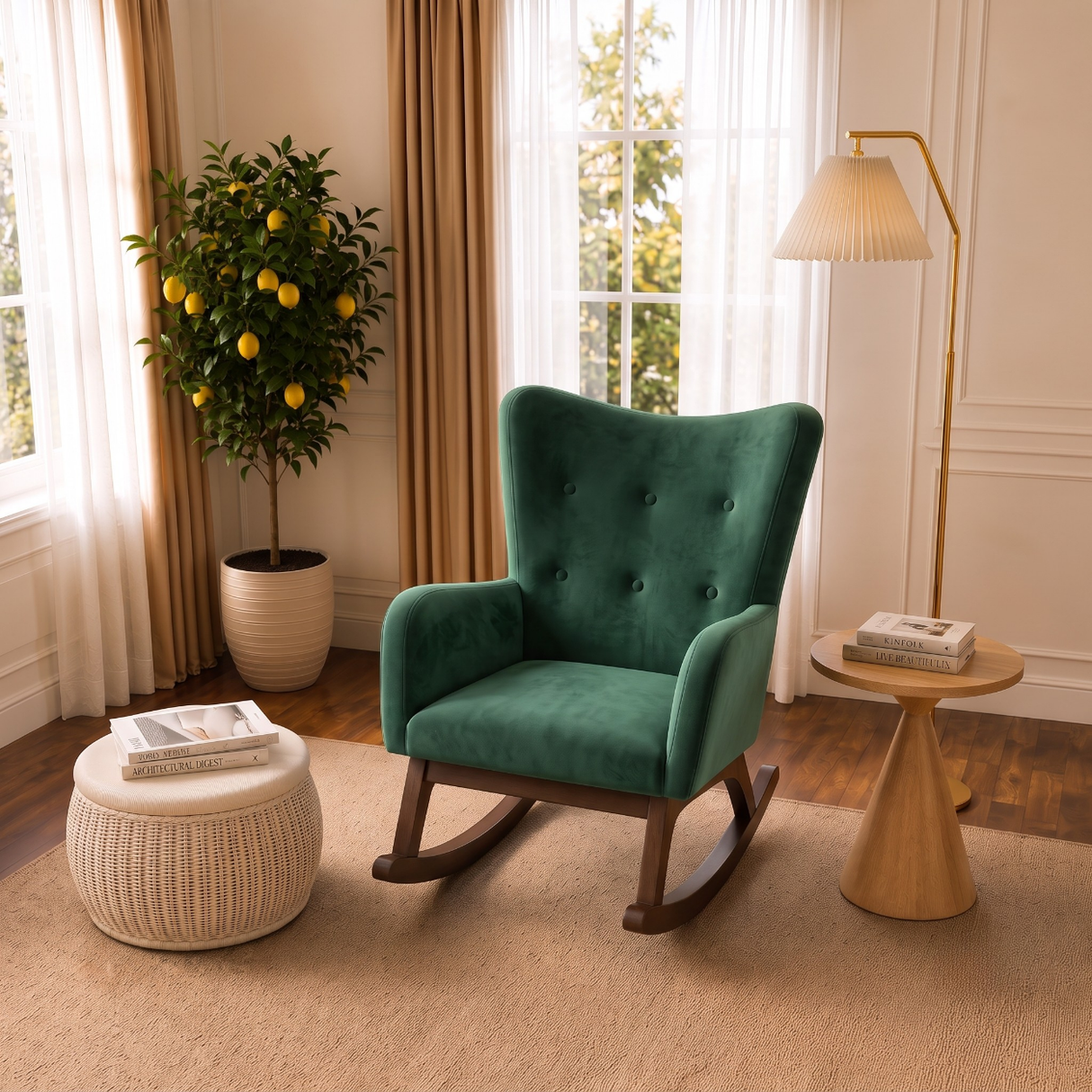 Alistair Green Velvet Rocking Chair from Ashcroft Furniture - Luna Furniture