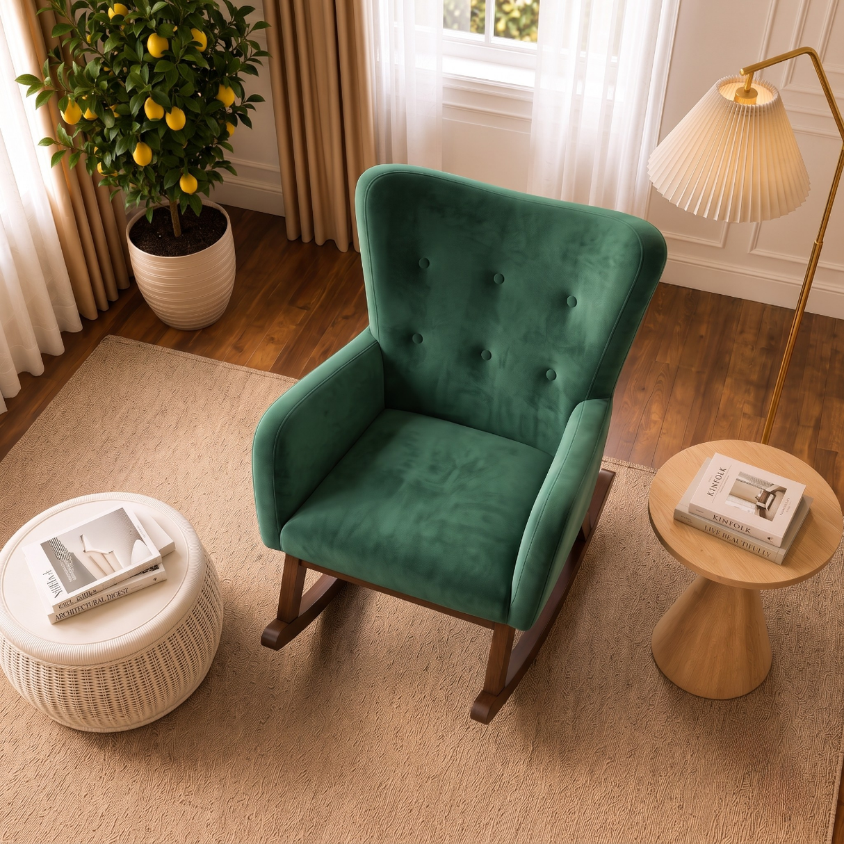 Alistair Green Velvet Rocking Chair from Ashcroft Furniture - Luna Furniture