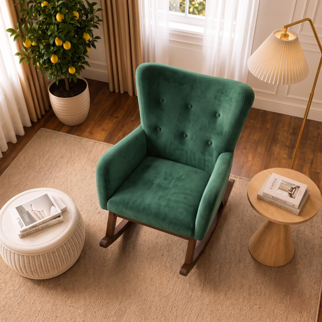 Alistair Green Velvet Rocking Chair from Ashcroft Furniture - Luna Furniture