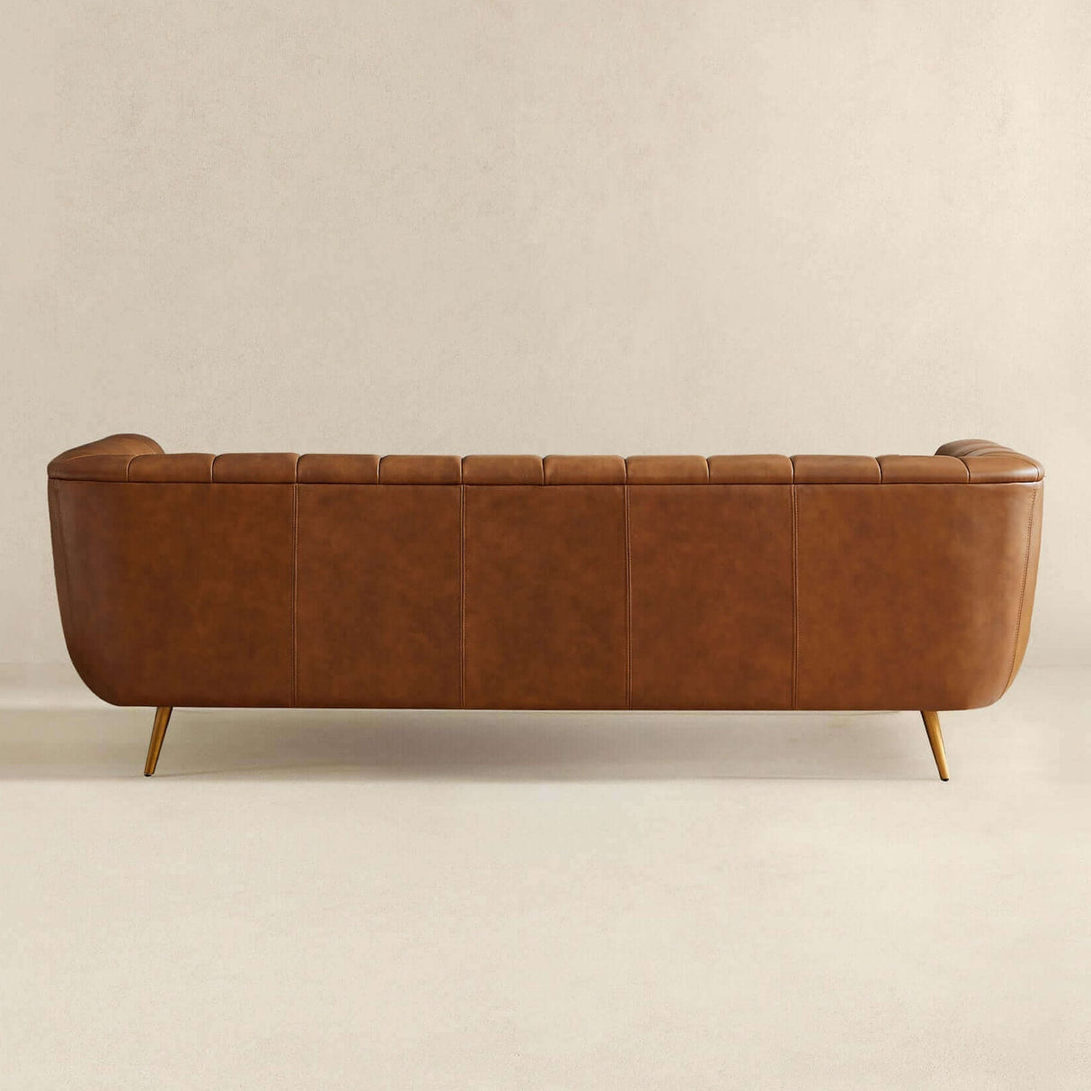 Ava Cognac Genuine Italian Leather Channel Tufted Sofa from Ashcroft Furniture - Luna Furniture