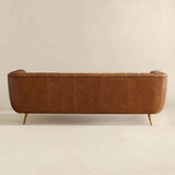 Ava Cognac Genuine Italian Leather Channel Tufted Sofa from Ashcroft Furniture - Luna Furniture