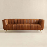 Ava Cognac Genuine Italian Leather Channel Tufted Sofa from Ashcroft Furniture - Luna Furniture
