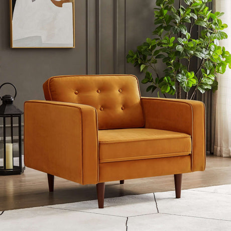 Casey Burnt Orange Velvet Lounge Chair from Ashcroft Furniture - Luna Furniture