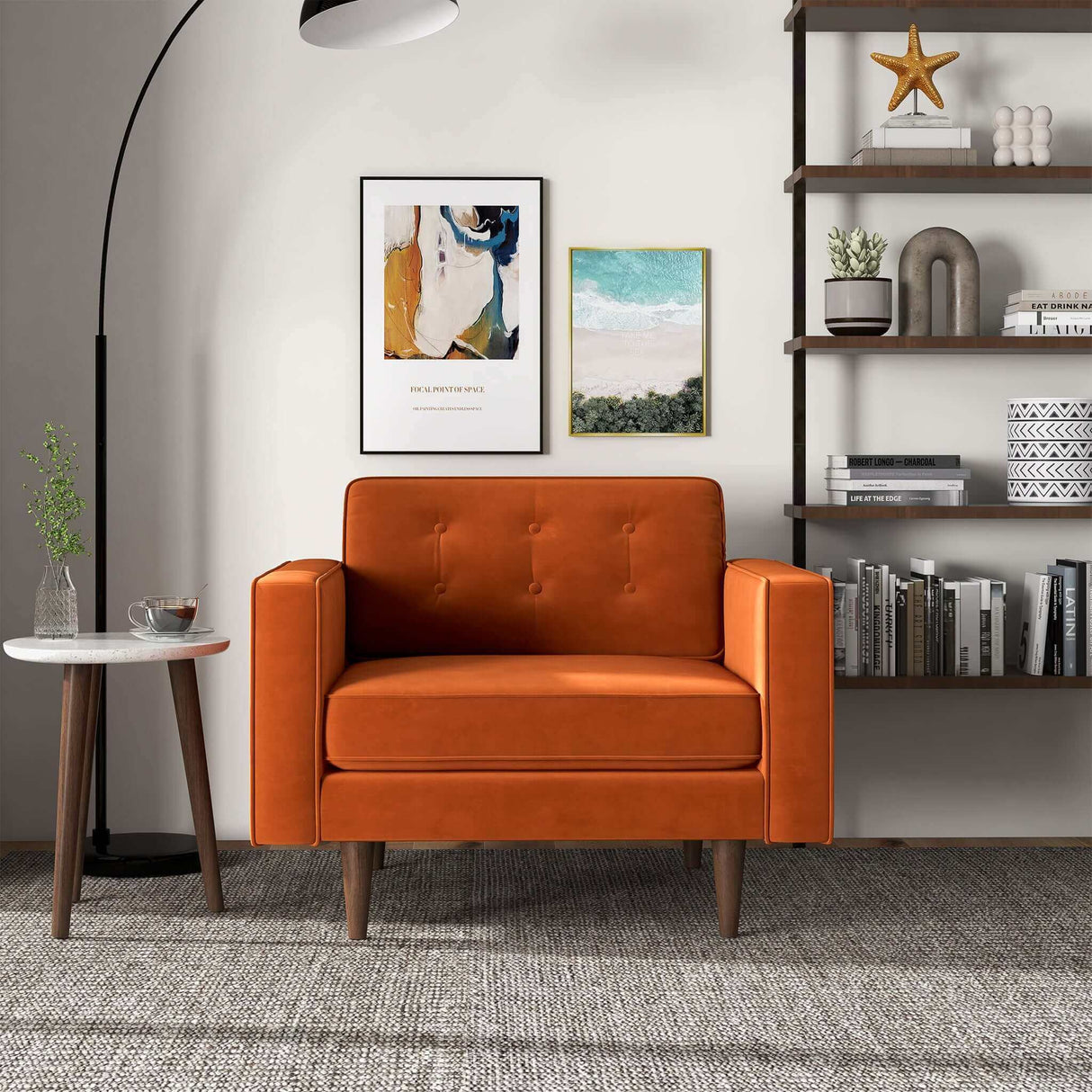 Casey Burnt Orange Velvet Lounge Chair from Ashcroft Furniture - Luna Furniture