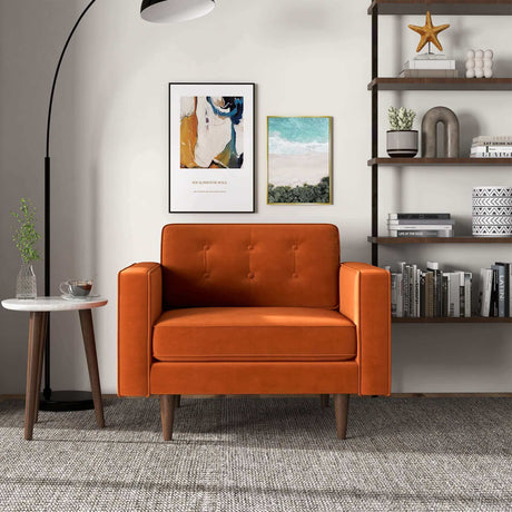 Casey Burnt Orange Velvet Lounge Chair from Ashcroft Furniture - Luna Furniture