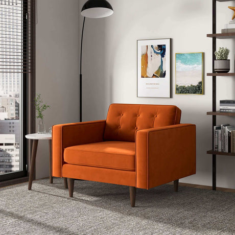 Casey Burnt Orange Velvet Lounge Chair from Ashcroft Furniture - Luna Furniture