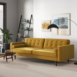 Casey Tufted Back Dark Yellow Velvet Upholstered Sofa from Ashcroft Furniture - Luna Furniture