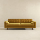 Casey Tufted Back Dark Yellow Velvet Upholstered Sofa from Ashcroft Furniture - Luna Furniture