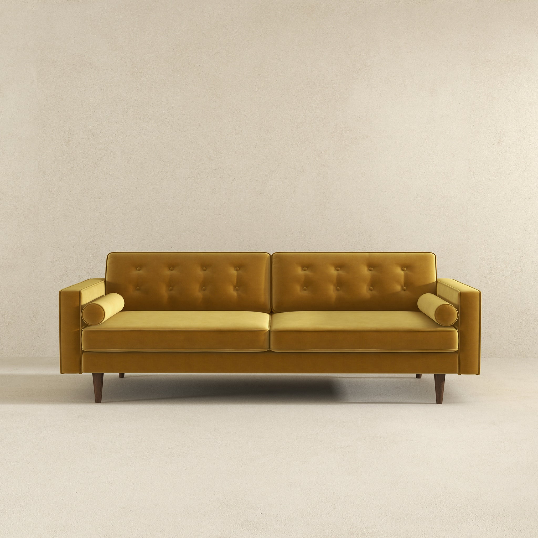 Casey Tufted Back Dark Yellow Velvet Upholstered Sofa from Ashcroft Furniture - Luna Furniture
