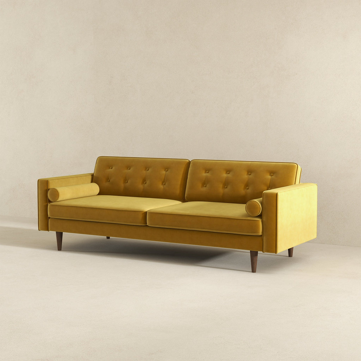 Casey Tufted Back Dark Yellow Velvet Upholstered Sofa from Ashcroft Furniture - Luna Furniture