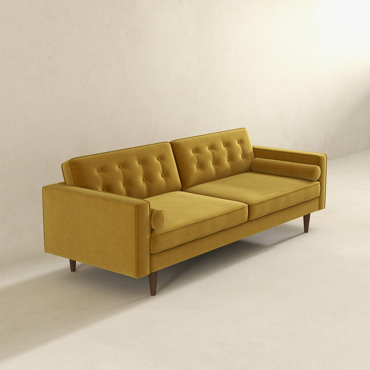 Casey Tufted Back Dark Yellow Velvet Upholstered Sofa from Ashcroft Furniture - Luna Furniture