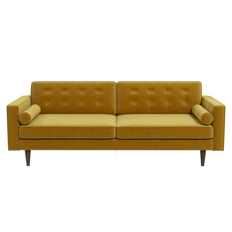 Casey Tufted Back Dark Yellow Velvet Upholstered Sofa from Ashcroft Furniture - Luna Furniture