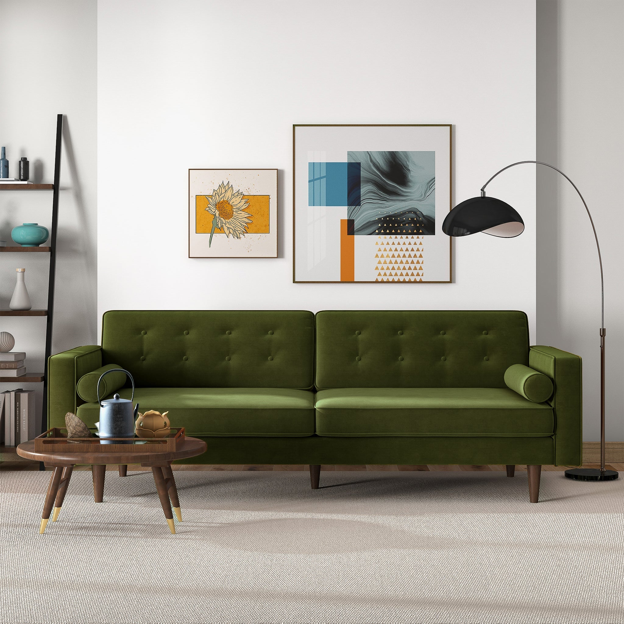 Casey Tufted Back Olive Green Velvet Upholstered Sofa from Ashcroft Furniture - Luna Furniture