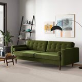 Casey Tufted Back Olive Green Velvet Upholstered Sofa from Ashcroft Furniture - Luna Furniture