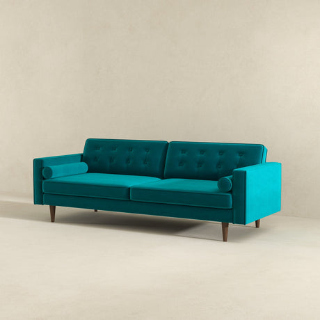 Casey Teal Velvet Upholstered Tufted Back Sofa from Ashcroft Furniture - Luna Furniture