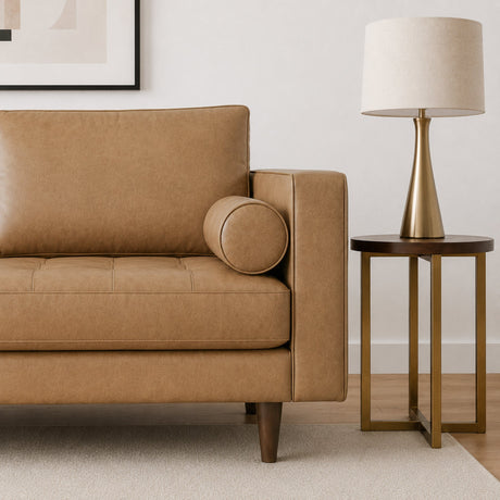 Catherine Tan Genuine Leather Loveseat from Ashcroft Furniture - Luna Furniture