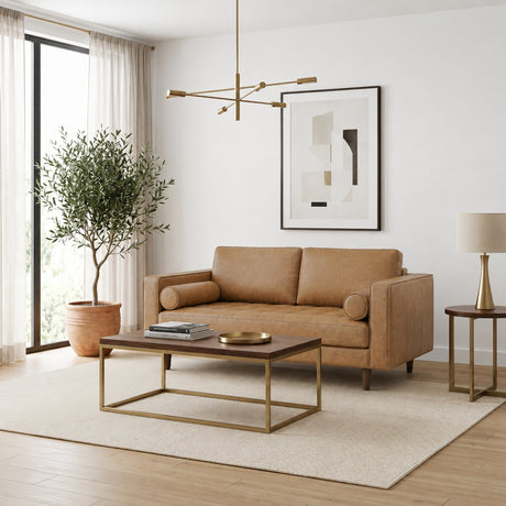 Catherine Tan Genuine Leather Loveseat from Ashcroft Furniture - Luna Furniture