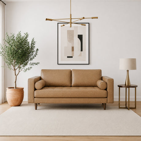 Catherine Tan Genuine Leather Loveseat from Ashcroft Furniture - Luna Furniture